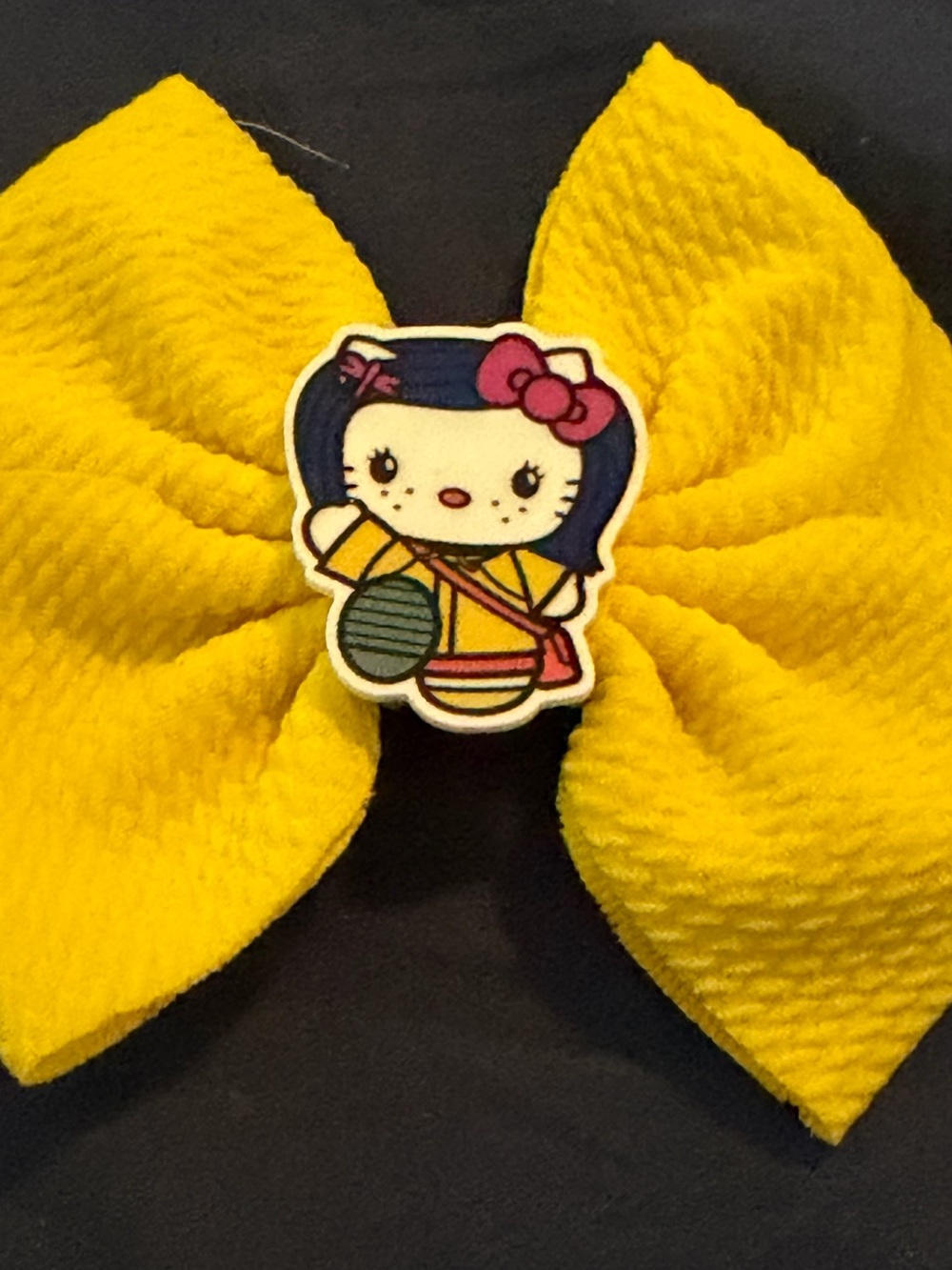 Hello Kitty Yellow Bow Hair Clip with Character Accent